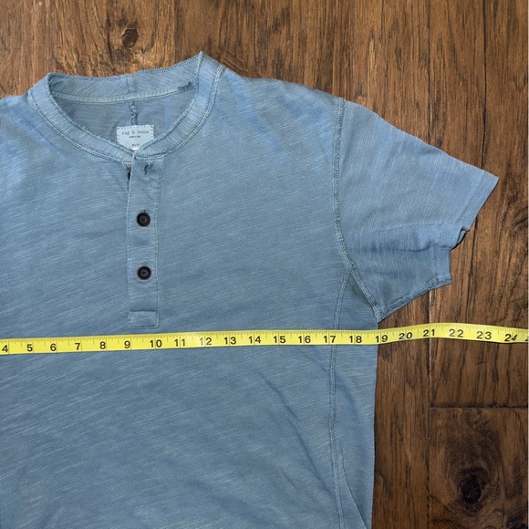 Rag & Bone New York Core Short Sleeve Henley Slub Cotton Shirt - Picture 5 of 6